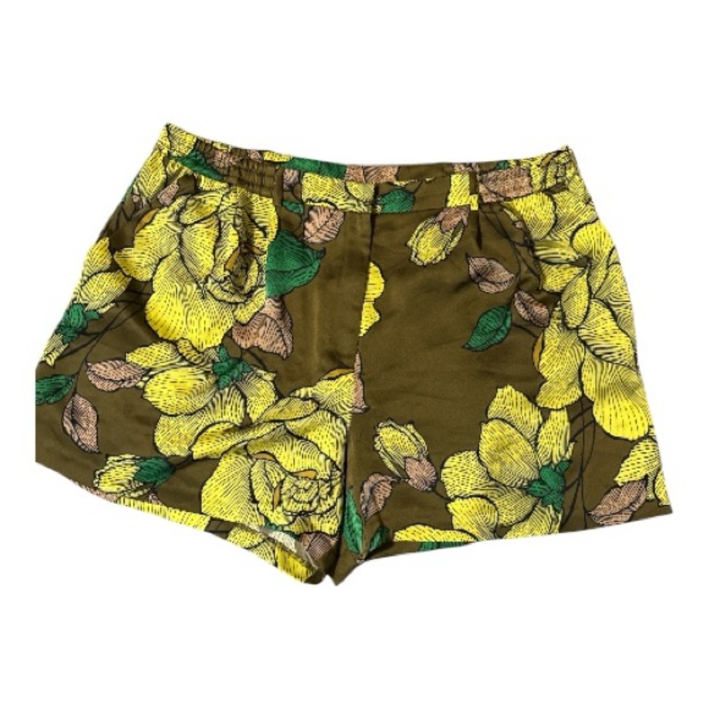 Worthington Floral Green and Yellow Women's silky Shorts XXL